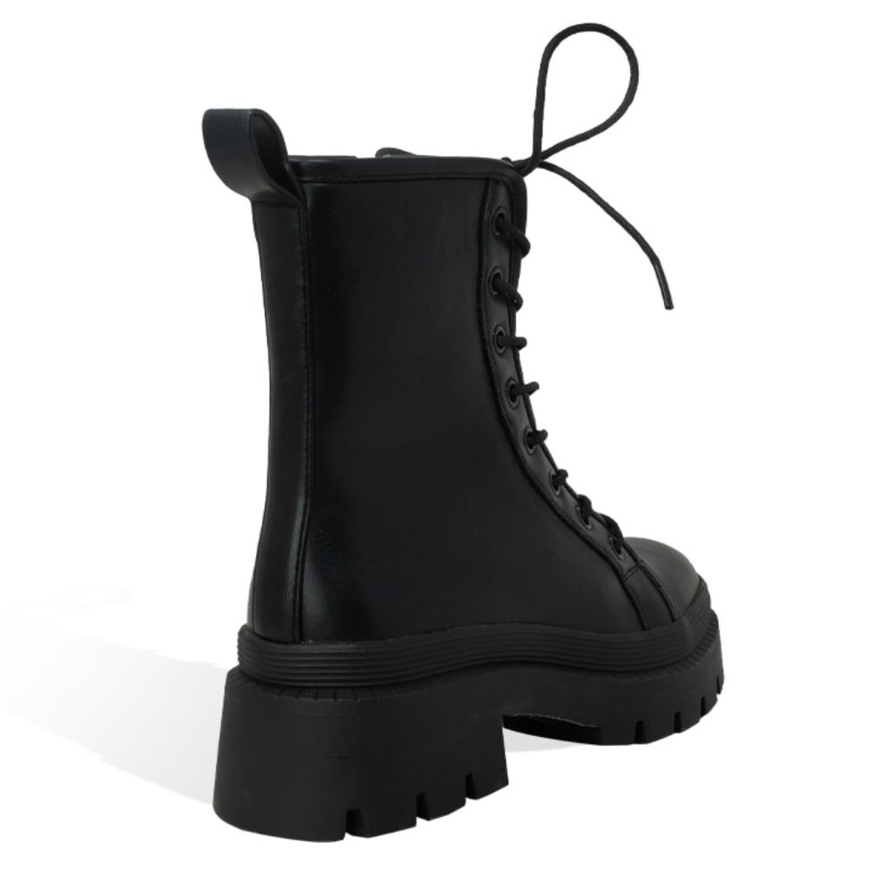 Heeled Boots for Women Combat Boot Lace Up Knee High Boots - Picture 2 of 4